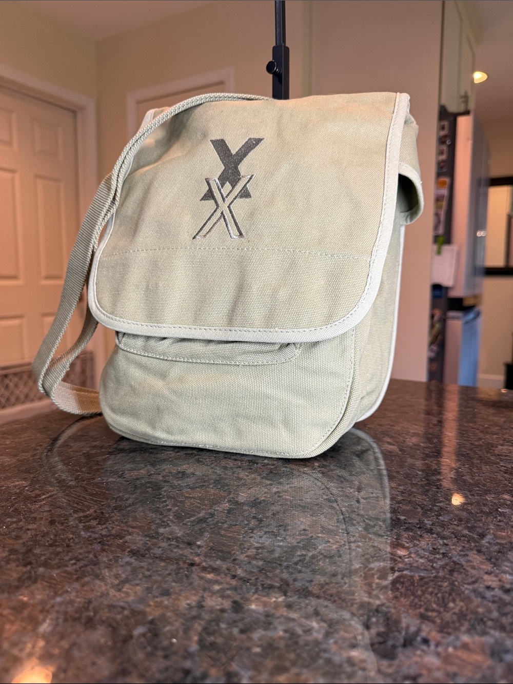 Canvas Crossbody Messenger Bag - Light Olive Green